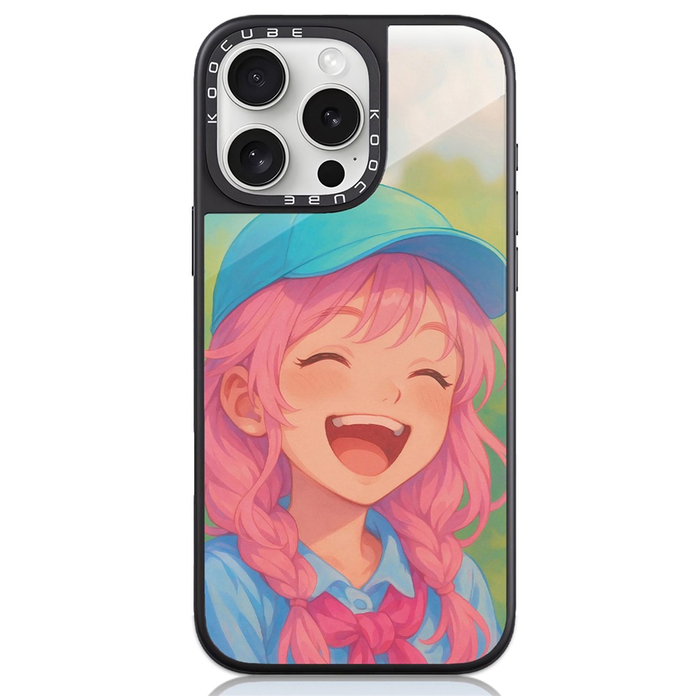 For iPhone 16 Pro Max Case High Aluminium-silicon Glass + PC + TPU Pattern Print Phone Cover Compatible with MagSafe - Style E