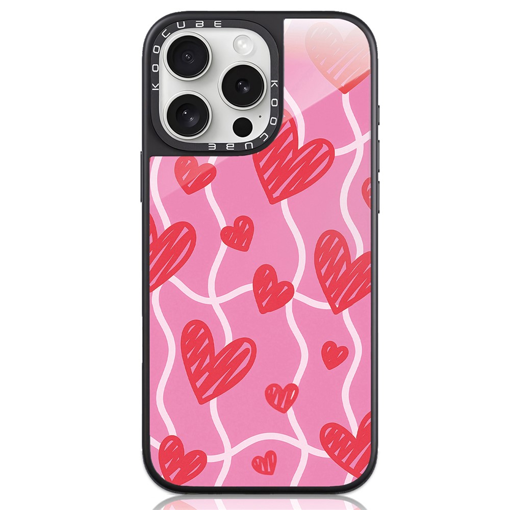 For iPhone 16 Pro Max Case High Aluminium-silicon Glass + PC + TPU Pattern Print Phone Cover Compatible with MagSafe - Style P