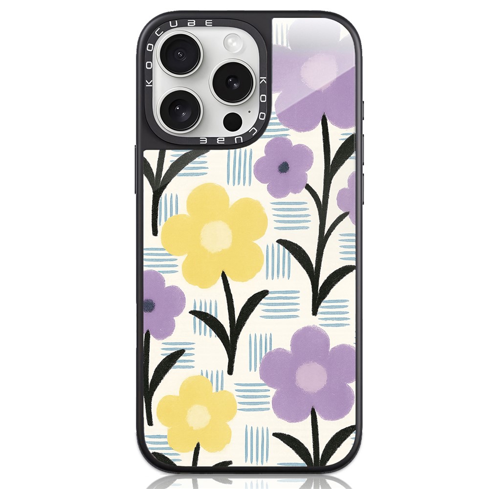 For iPhone 16 Pro Max Case High Aluminium-silicon Glass + PC + TPU Pattern Print Phone Cover Compatible with MagSafe - Style S