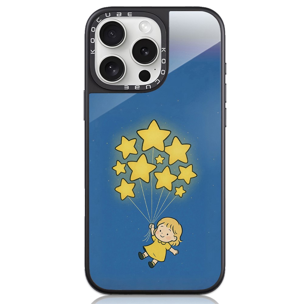 For iPhone 16 Pro Max Case High Aluminium-silicon Glass + PC + TPU Pattern Print Phone Cover Compatible with MagSafe - Style W