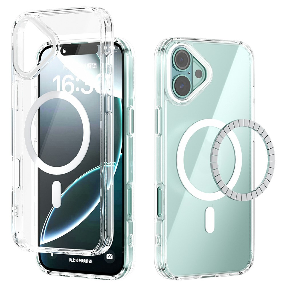 ABEEL For iPhone 16 Plus Case Compatible with MagSafe Anti Scratch Clear TPU PC Phone Back Cover - White