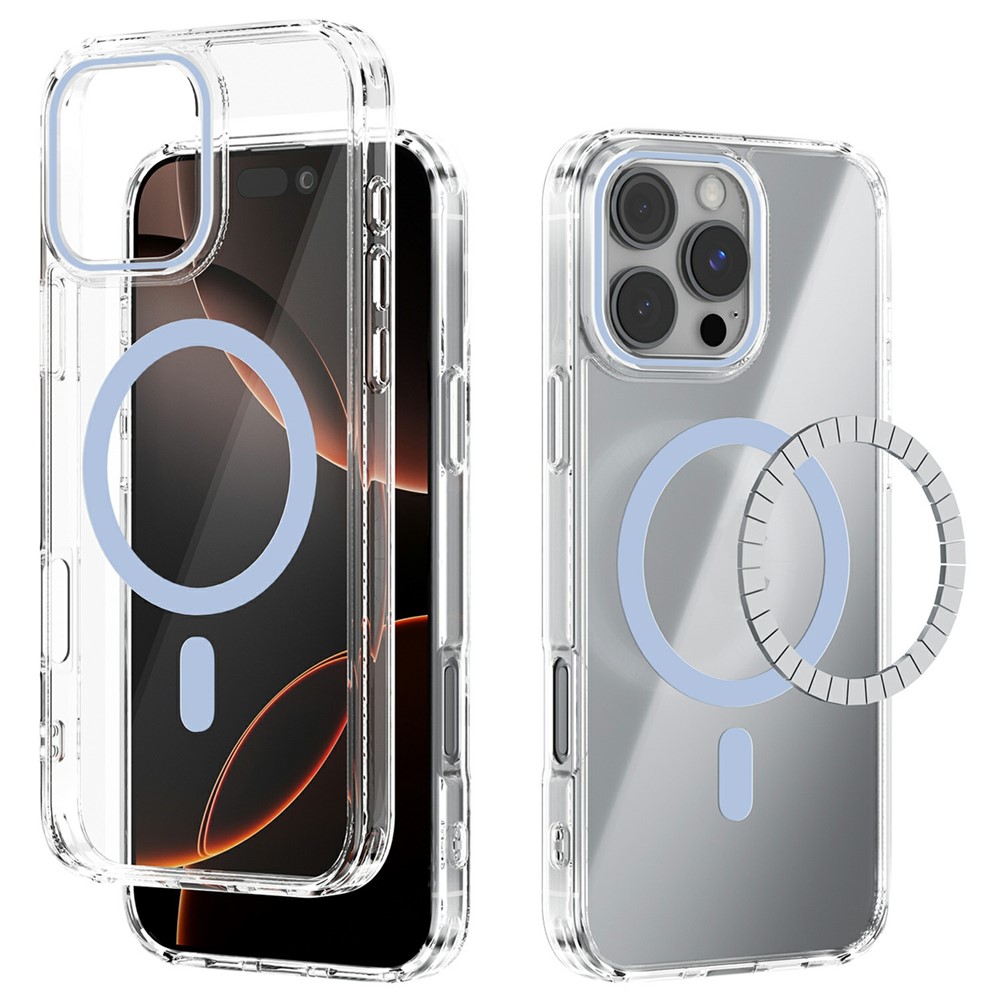 ABEEL For iPhone 16 Pro Max Case Compatible with MagSafe Anti Scratch Clear TPU PC Phone Back Cover - Baby Blue