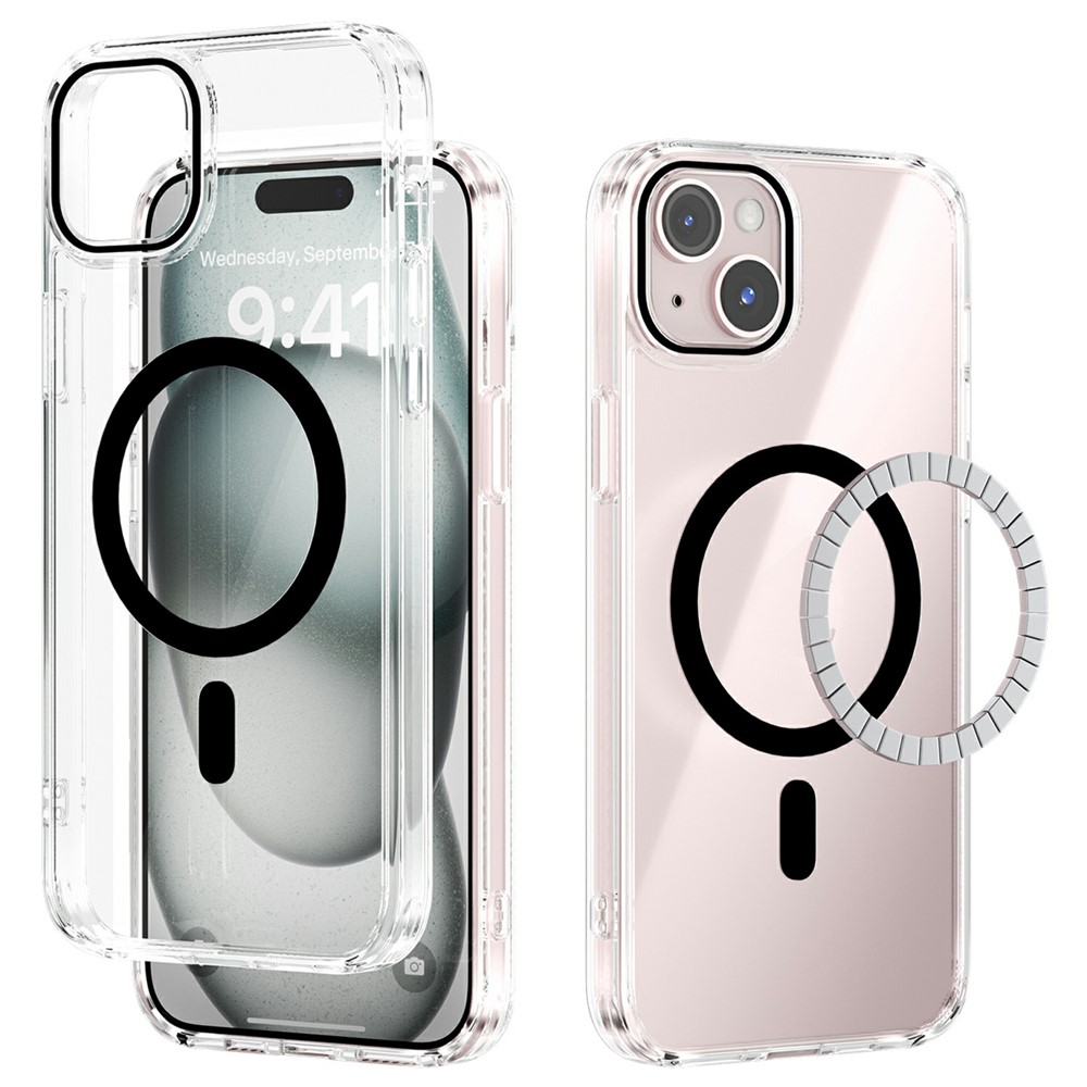 ABEEL For iPhone 14 Case Compatible with MagSafe Anti Scratch Clear TPU PC Phone Back Cover - Black