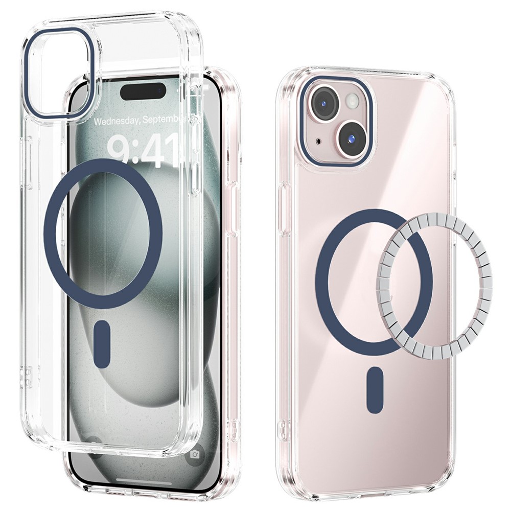 ABEEL For iPhone 14 Case Compatible with MagSafe Anti Scratch Clear TPU PC Phone Back Cover - Blue