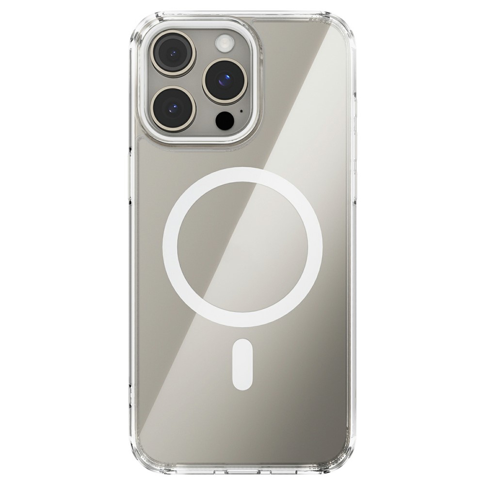 ABEEL For iPhone 15 Pro Case Compatible with MagSafe Anti Scratch Clear TPU PC Phone Back Cover - White