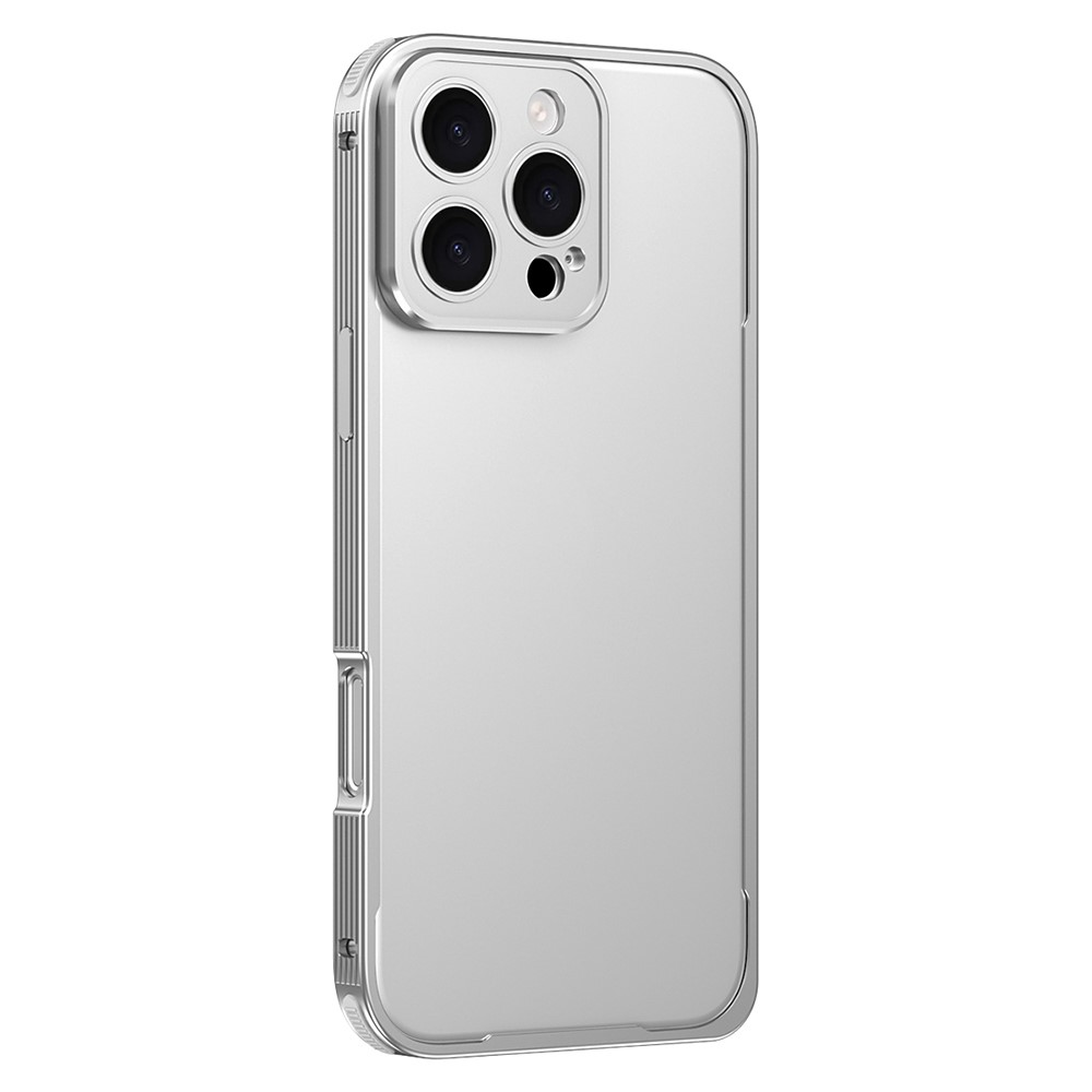 For iPhone 16 Pro Max Bumper Case Heat Dissipation Aluminium Alloy Phone Shell with Buckle / Camera Lid - Silver