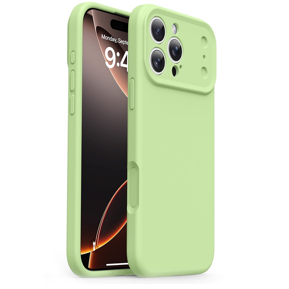 For iPhone 16 Pro Max Liquid Silicone Case Transform to 17 Pro Design Shockproof Phone Cover - Green