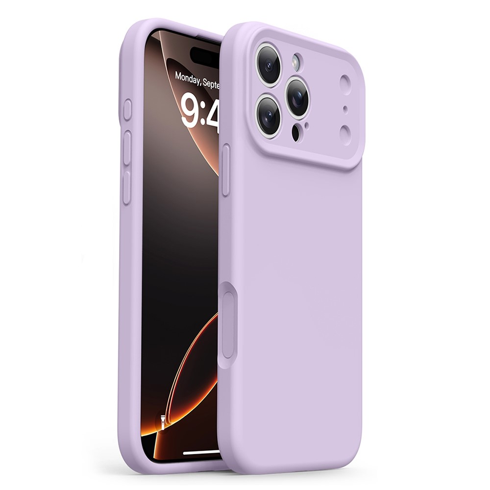 For iPhone 16 Pro Case Soft Touch Liquid Silicone Phone Cover with Camera Touch Control Button - Purple