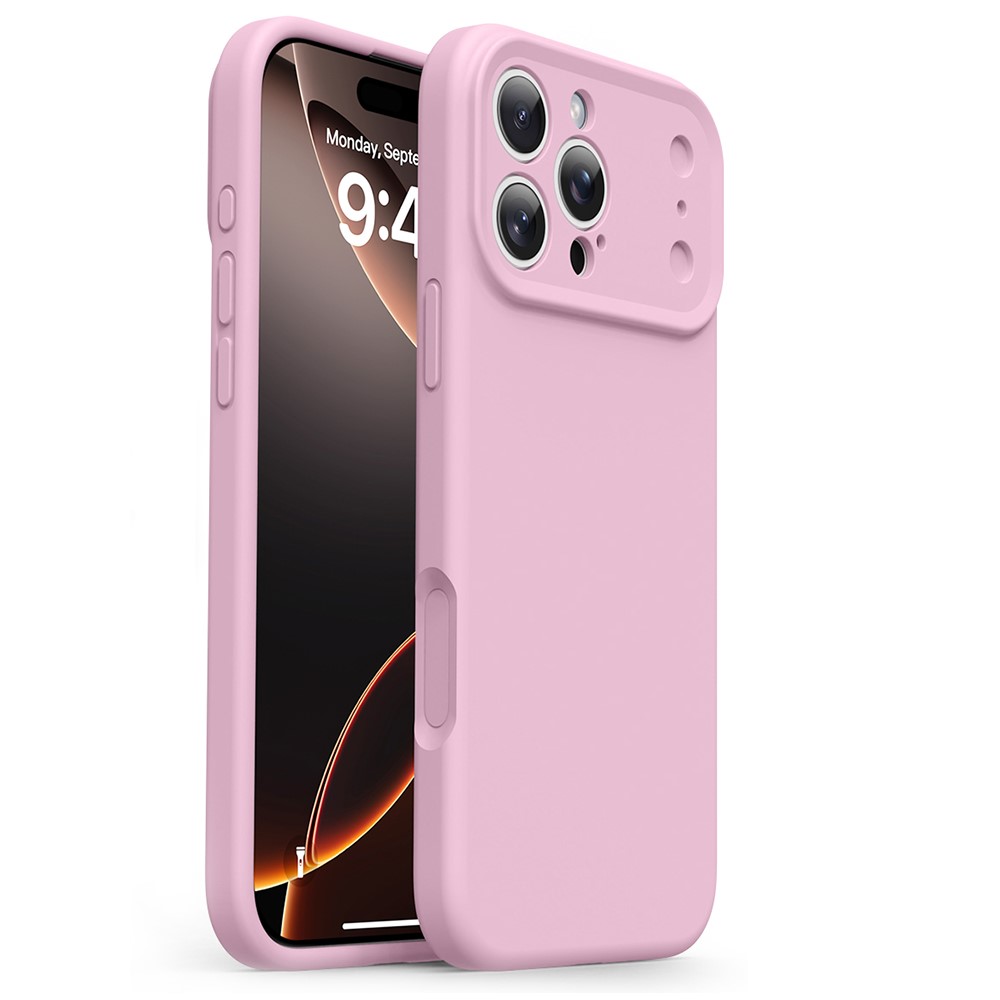 For iPhone 16 Pro Case Soft Touch Liquid Silicone Phone Cover with Camera Touch Control Button - Pink