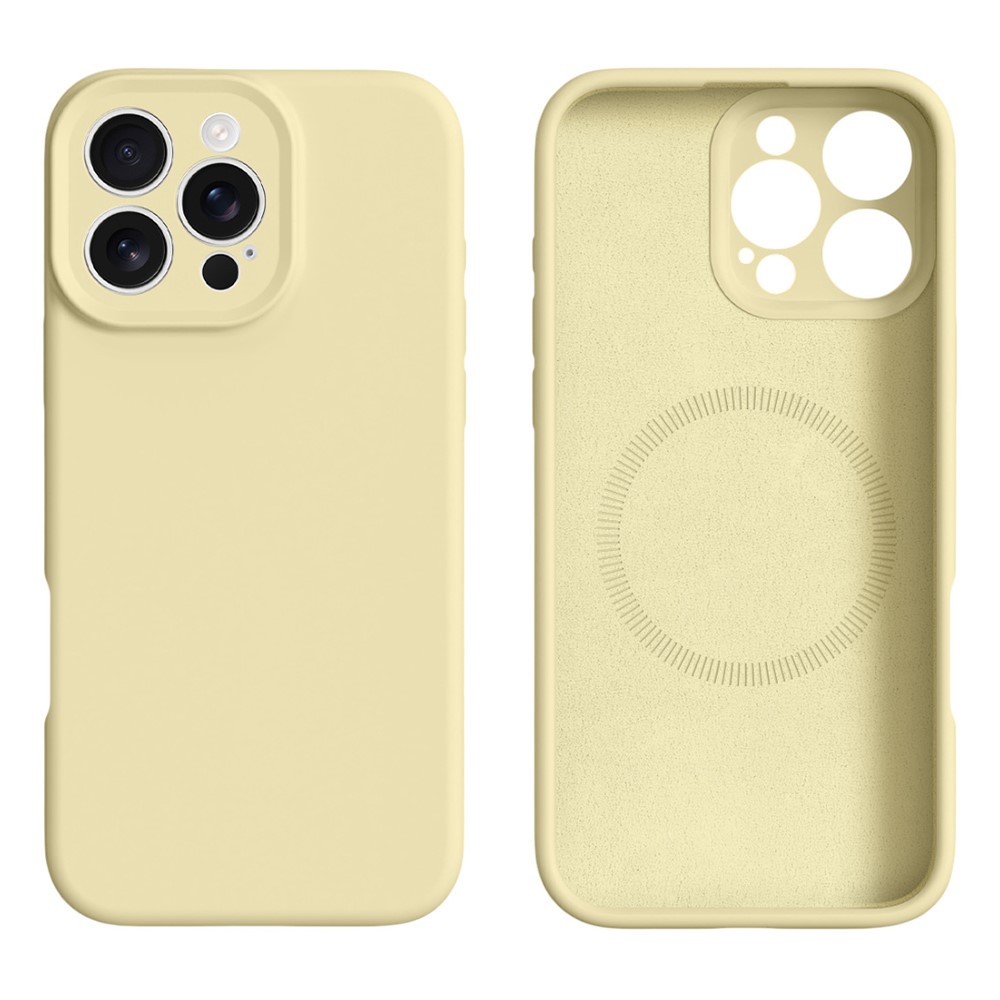 For iPhone 16 Pro Max Case Compatible with MagSafe Precise Cutouts Liquid Silicone Protective Back Cover - Light Yellow