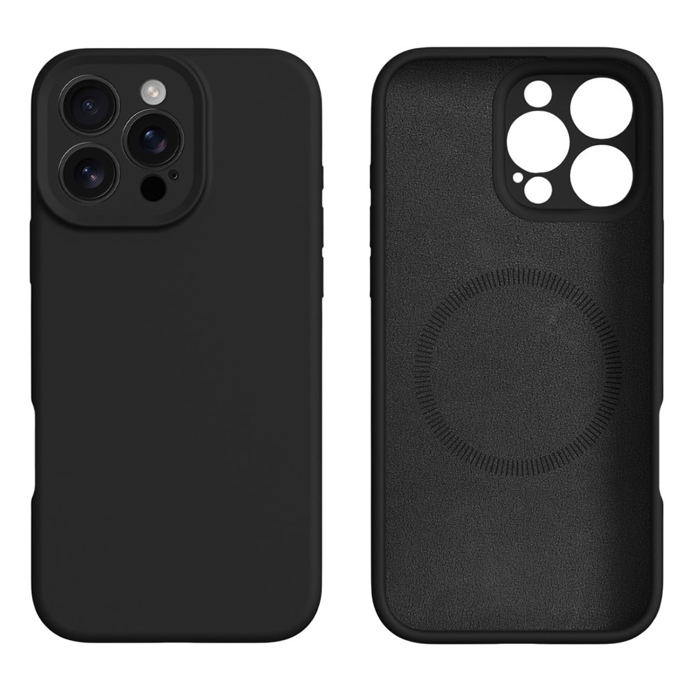 For iPhone 16 Pro Case Compatible with MagSafe Precise Cutouts Liquid Silicone Protective Back Cover - Black