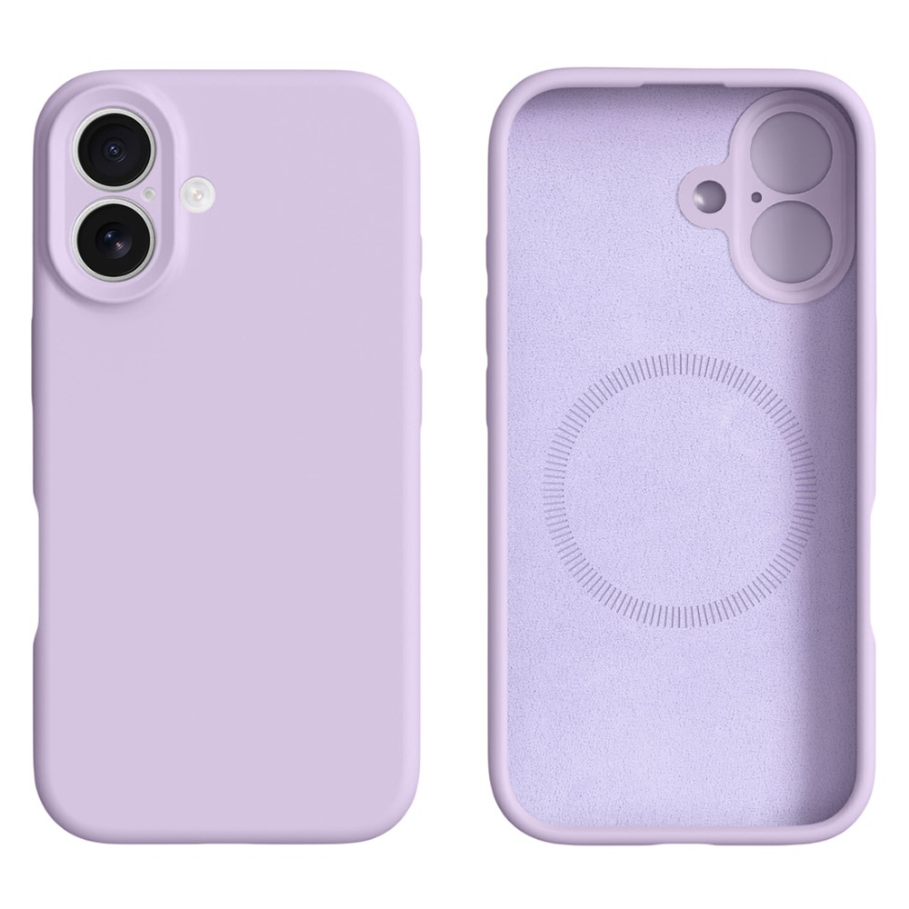 For iPhone 16 Case Compatible with MagSafe Precise Cutouts Liquid Silicone Protective Back Cover - Light Purple