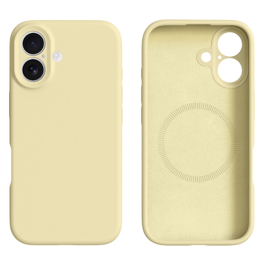 For iPhone 16 Case Compatible with MagSafe Precise Cutouts Liquid Silicone Protective Back Cover - Light Yellow