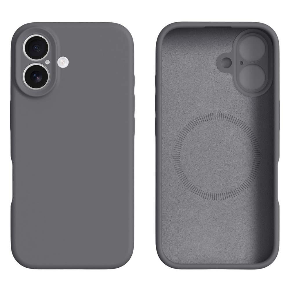 For iPhone 16 Case Compatible with MagSafe Precise Cutouts Liquid Silicone Protective Back Cover - Dark Grey