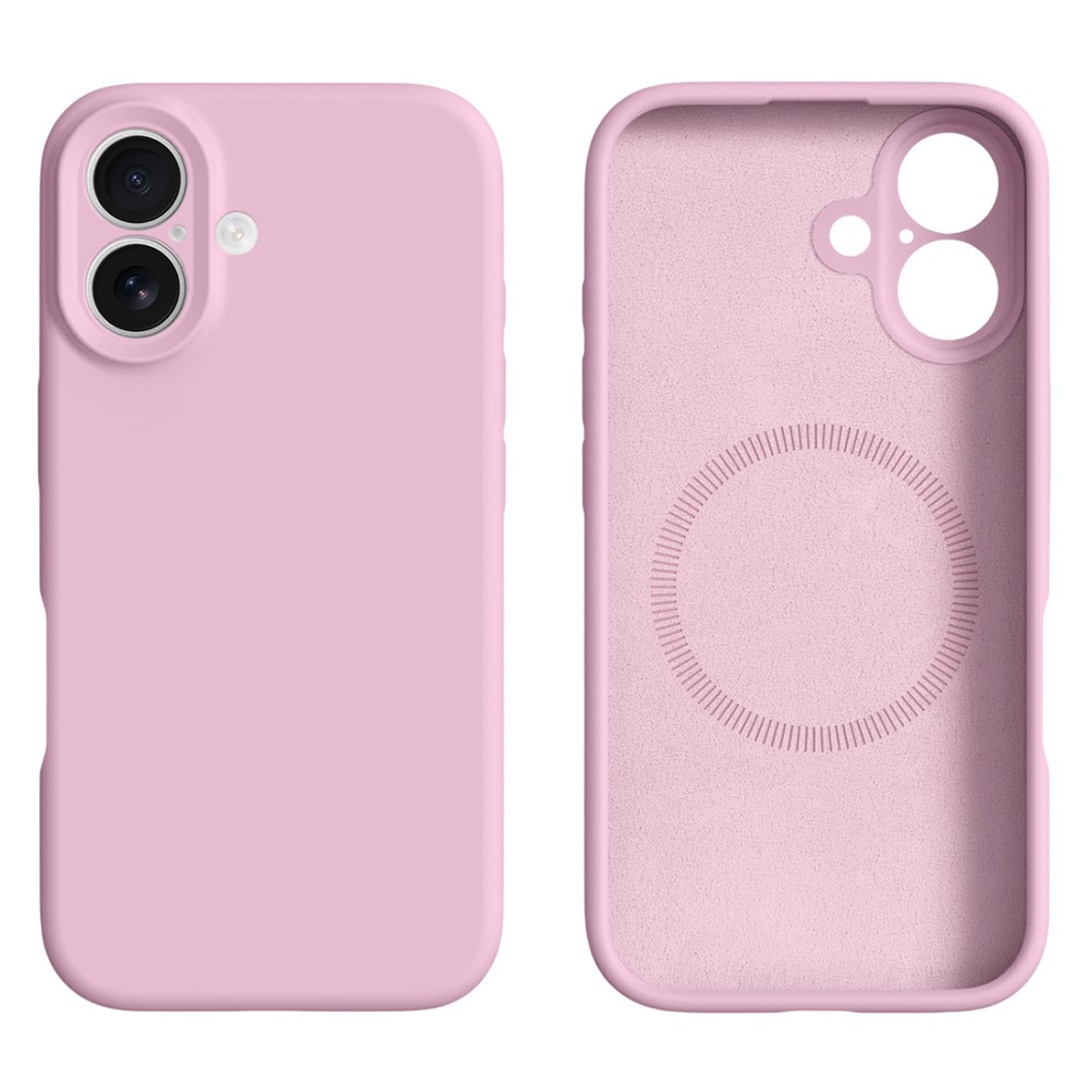 For iPhone 16 Case Compatible with MagSafe Precise Cutouts Liquid Silicone Protective Back Cover - Pink