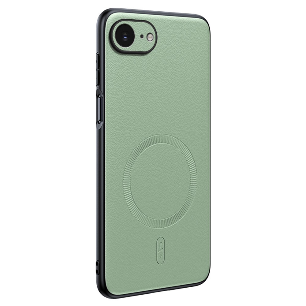 For iPhone 16e Case Compatible with MagSafe Leather Coated TPU + PC Phone Cover - Green