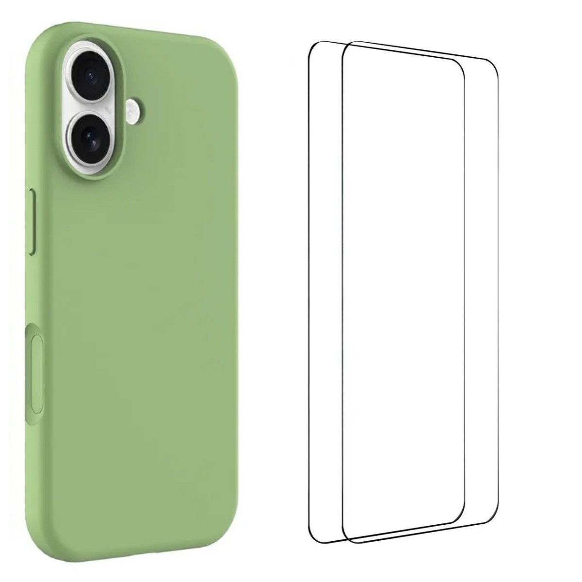 For iPhone 17 Phone Case WANLONFENG GJ Series Liquid Silicone TPU Cover Large Cutouts with 2Pcs Screen Film - Green
