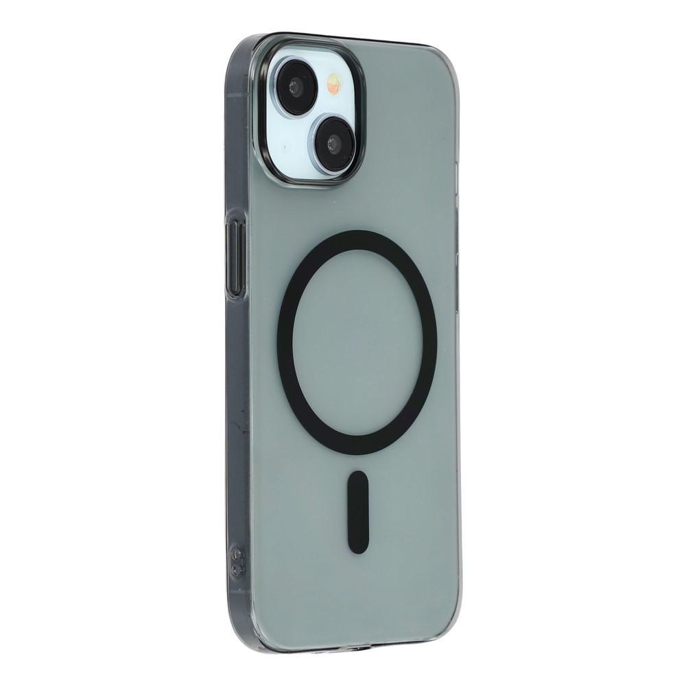 For iPhone 15 Crystal Clear Case Compatible with MagSafe Hard PC Phone Cover - Transparent Black
