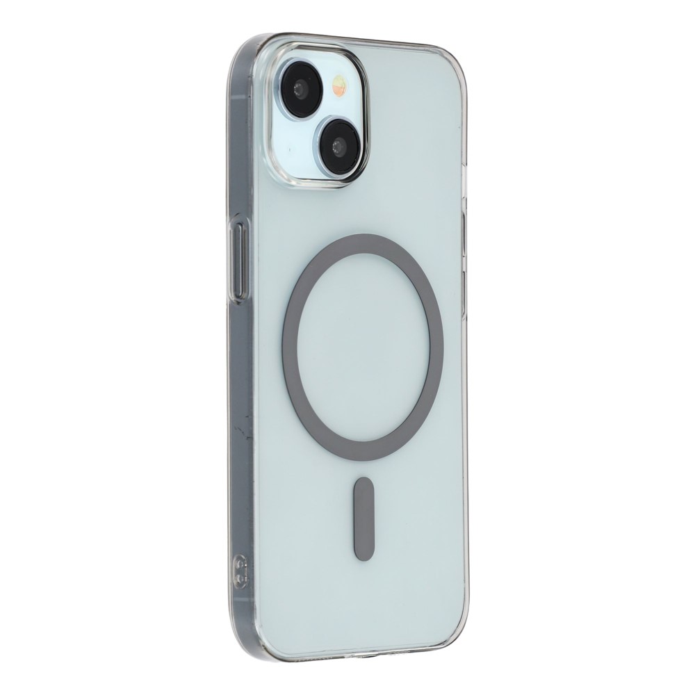 For iPhone 14 / 13 Crystal Clear Case Compatible with MagSafe Hard PC Phone Cover - Grey