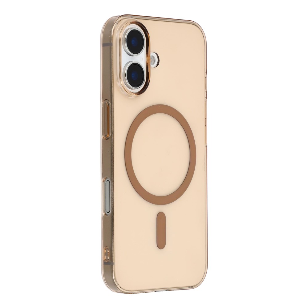 For iPhone 16 Plus Crystal Clear Case Compatible with MagSafe Hard PC Phone Cover - Desert Gold