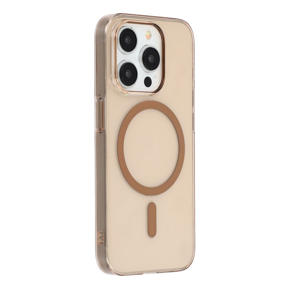 For iPhone 14 Pro Crystal Clear Case Compatible with MagSafe Hard PC Phone Cover - Desert Gold
