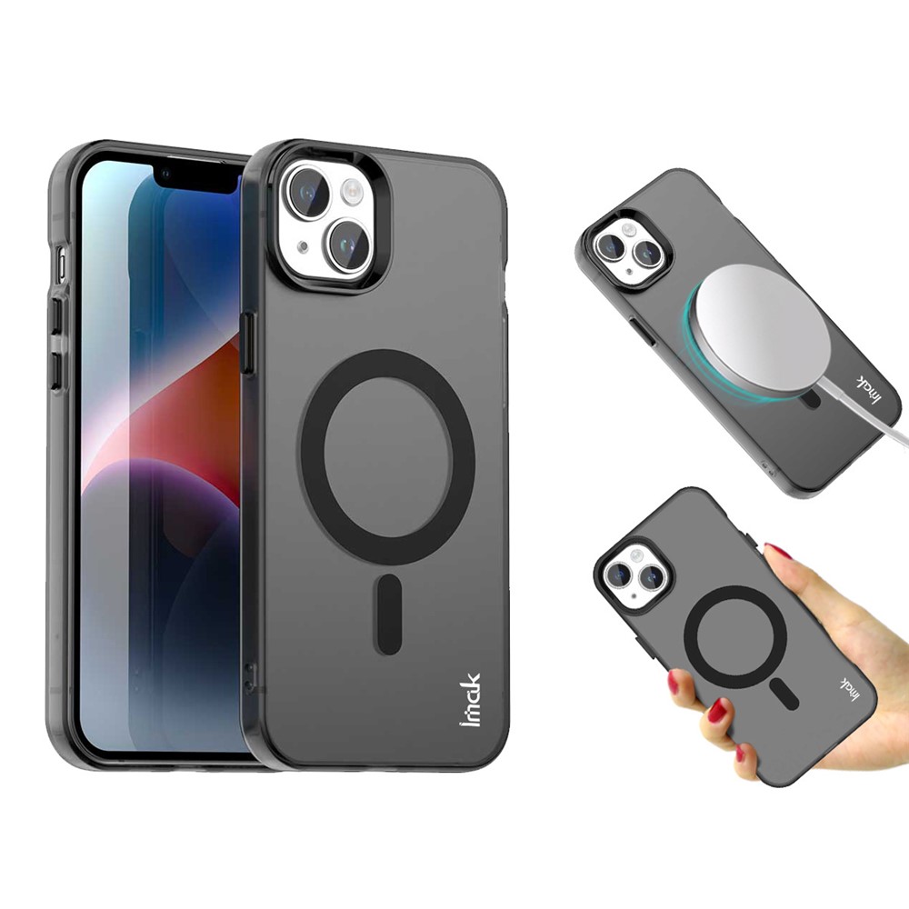 IMAK For iPhone 14 / 13 Case Compatible with MagSafe Candy Color Anti Drop TPU + PET Back Cover - Black