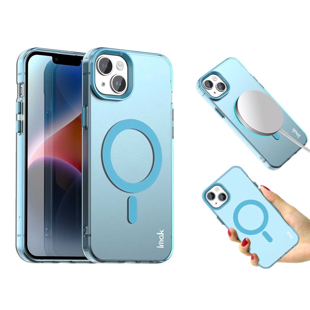 IMAK For iPhone 14 / 13 Case Compatible with MagSafe Candy Color Anti Drop TPU + PET Back Cover - Blue