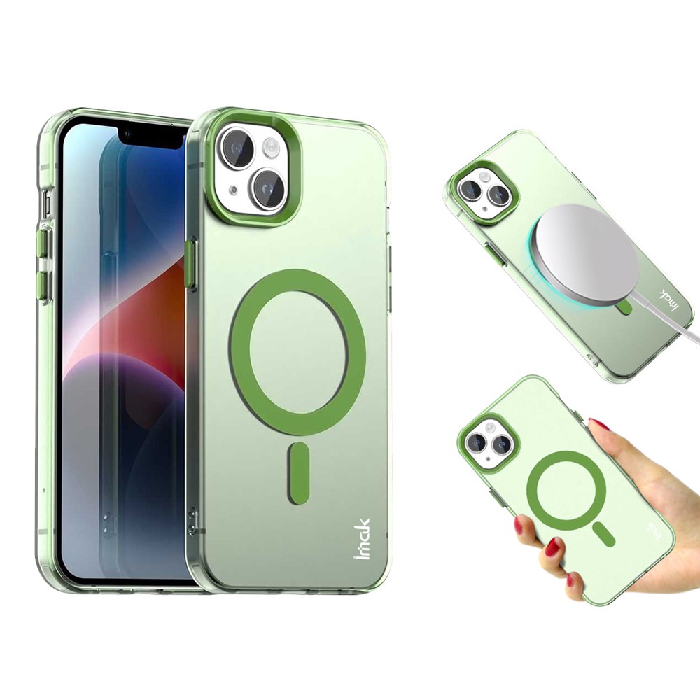 IMAK For iPhone 14 / 13 Case Compatible with MagSafe Candy Color Anti Drop TPU + PET Back Cover - Green