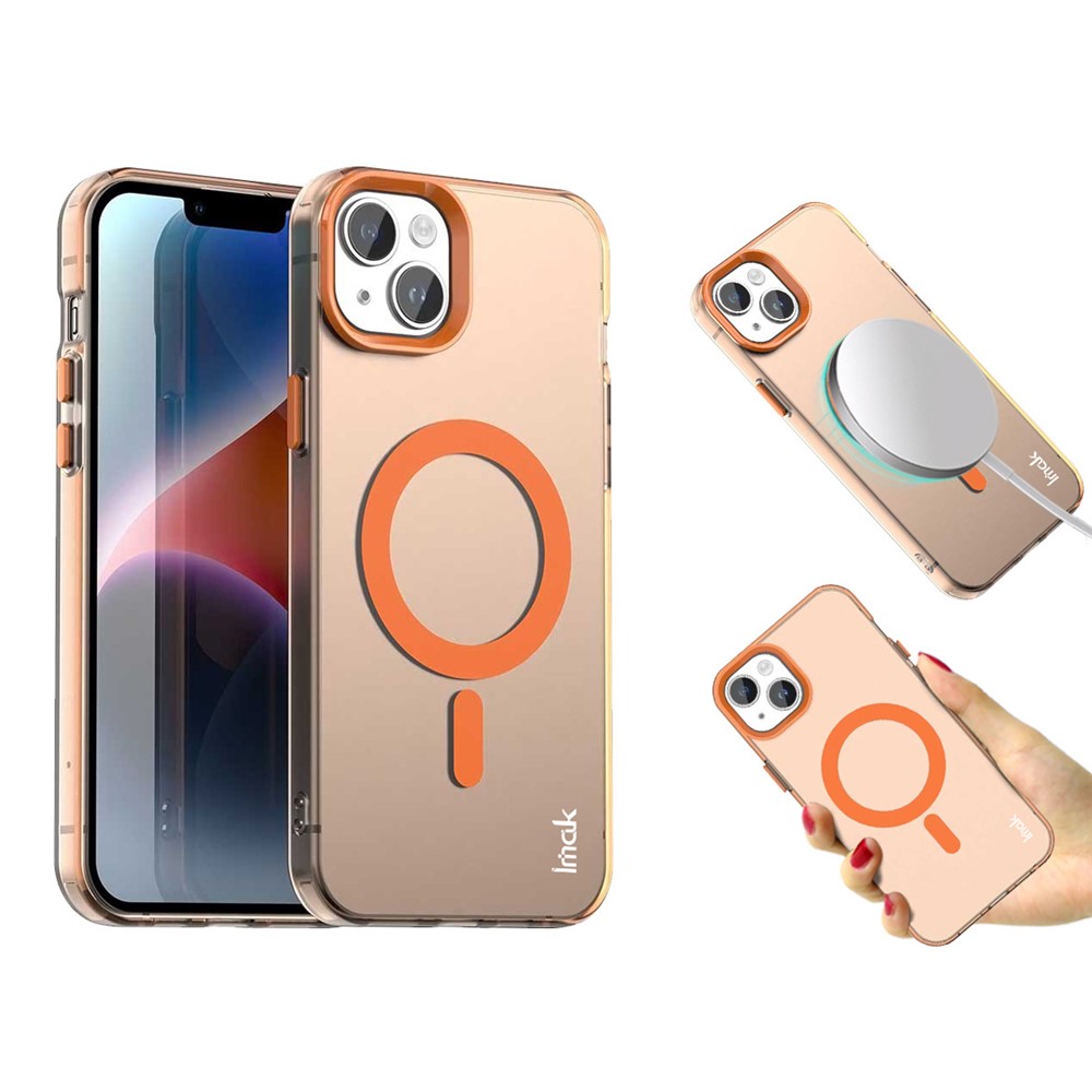 IMAK For iPhone 14 / 13 Case Compatible with MagSafe Candy Color Anti Drop TPU + PET Back Cover - Orange