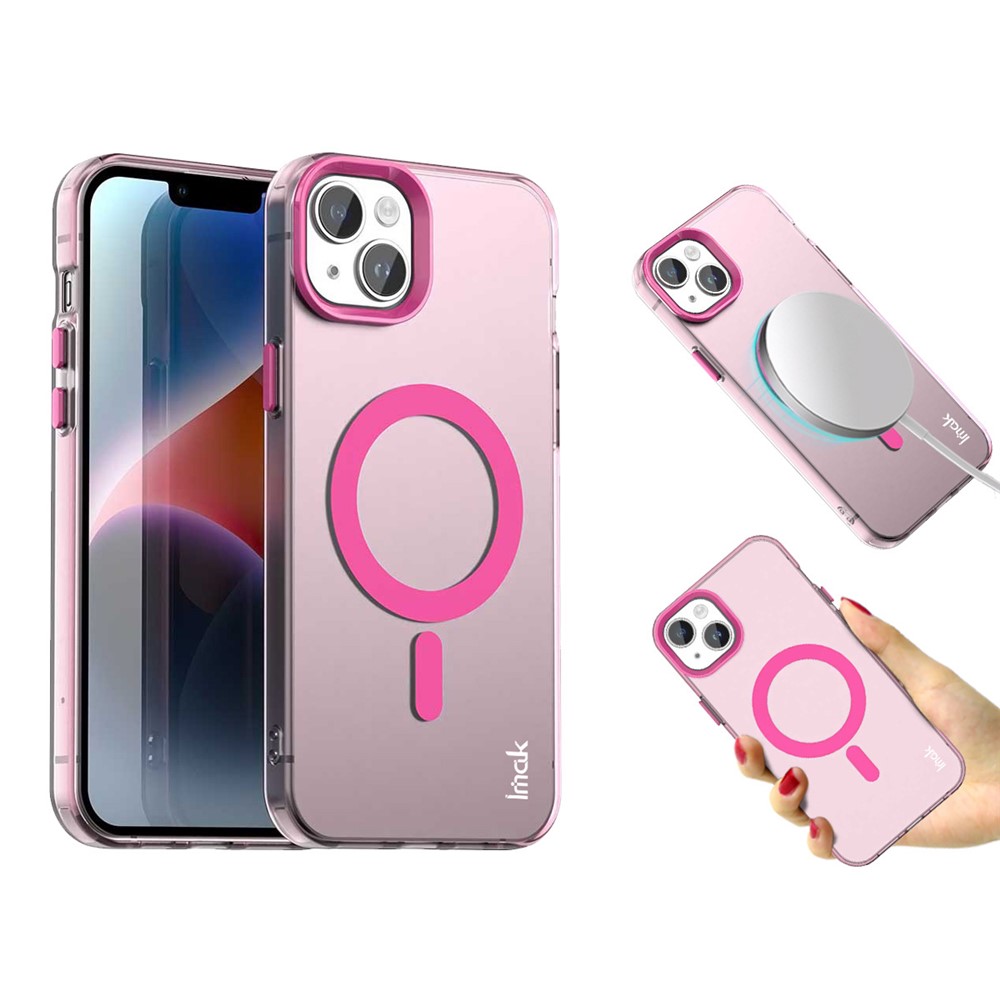 IMAK For iPhone 14 Plus Case Compatible with MagSafe Candy Color Anti Drop TPU + PET Back Cover - Red
