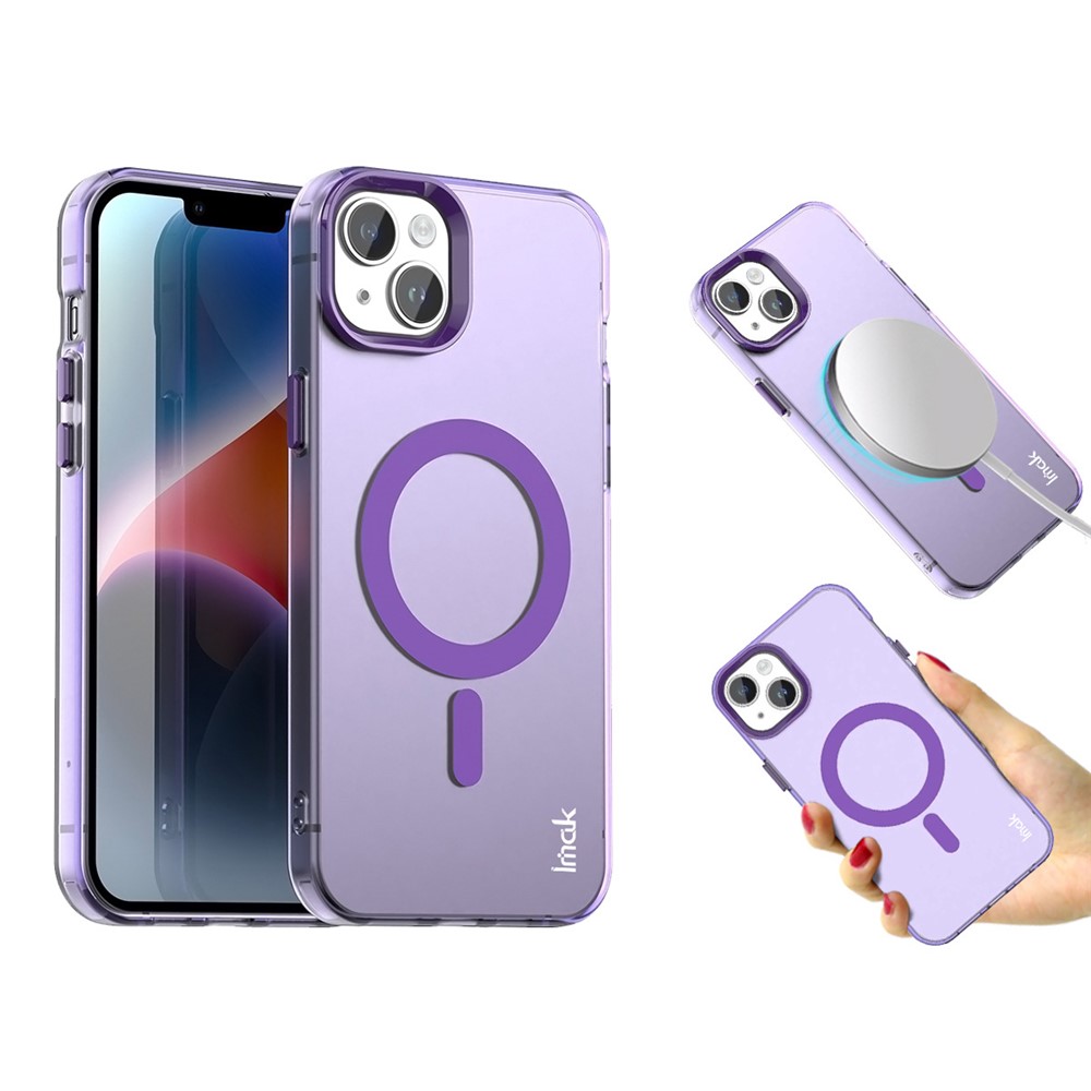 IMAK For iPhone 14 Plus Case Compatible with MagSafe Candy Color Anti Drop TPU + PET Back Cover - Purple