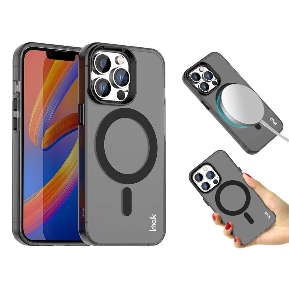 IMAK For iPhone 14 Pro Case Compatible with MagSafe Candy Color Anti Drop TPU + PET Back Cover - Black