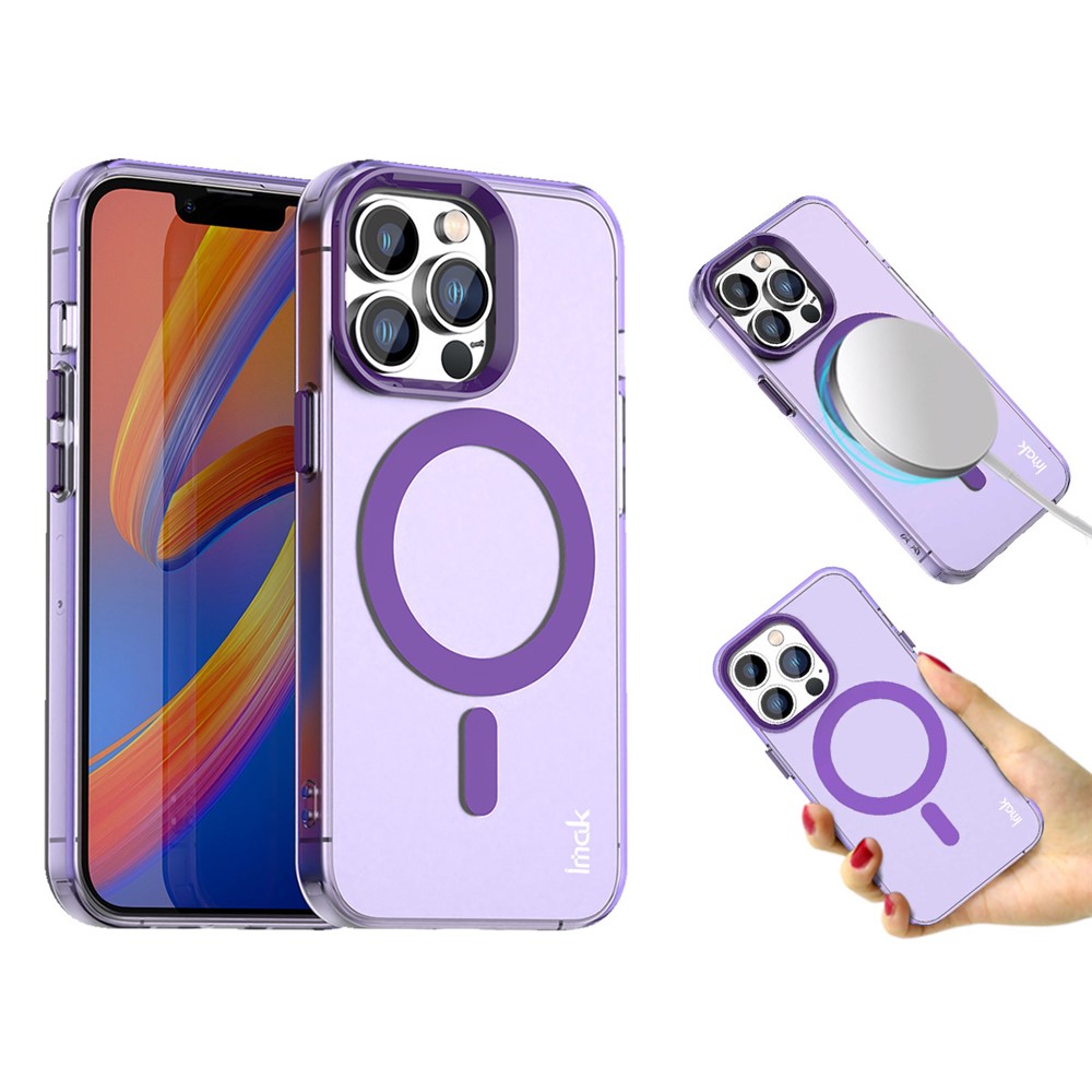 IMAK For iPhone 14 Pro Case Compatible with MagSafe Candy Color Anti Drop TPU + PET Back Cover - Purple
