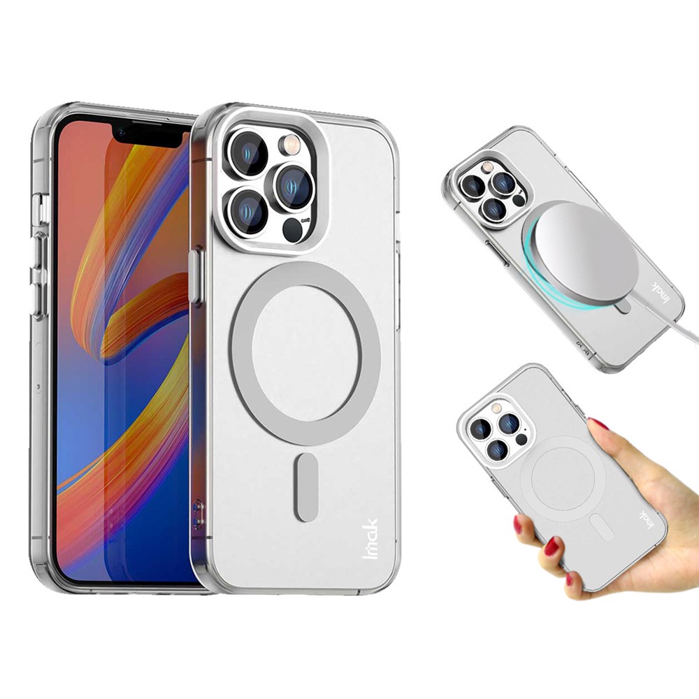 IMAK For iPhone 14 Pro Max Case Compatible with MagSafe Candy Color Anti Drop TPU + PET Back Cover - White