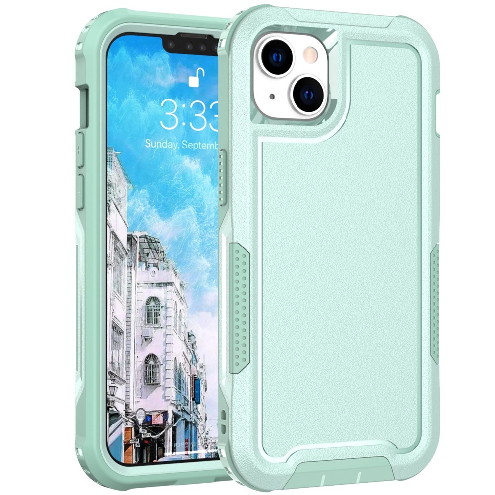 For iPhone 14 Plus Flexible TPU Hard PC Anti-Slip Phone Case Shock-Absorbing Scratch-Resistant Phone Protector - Mint Green-1