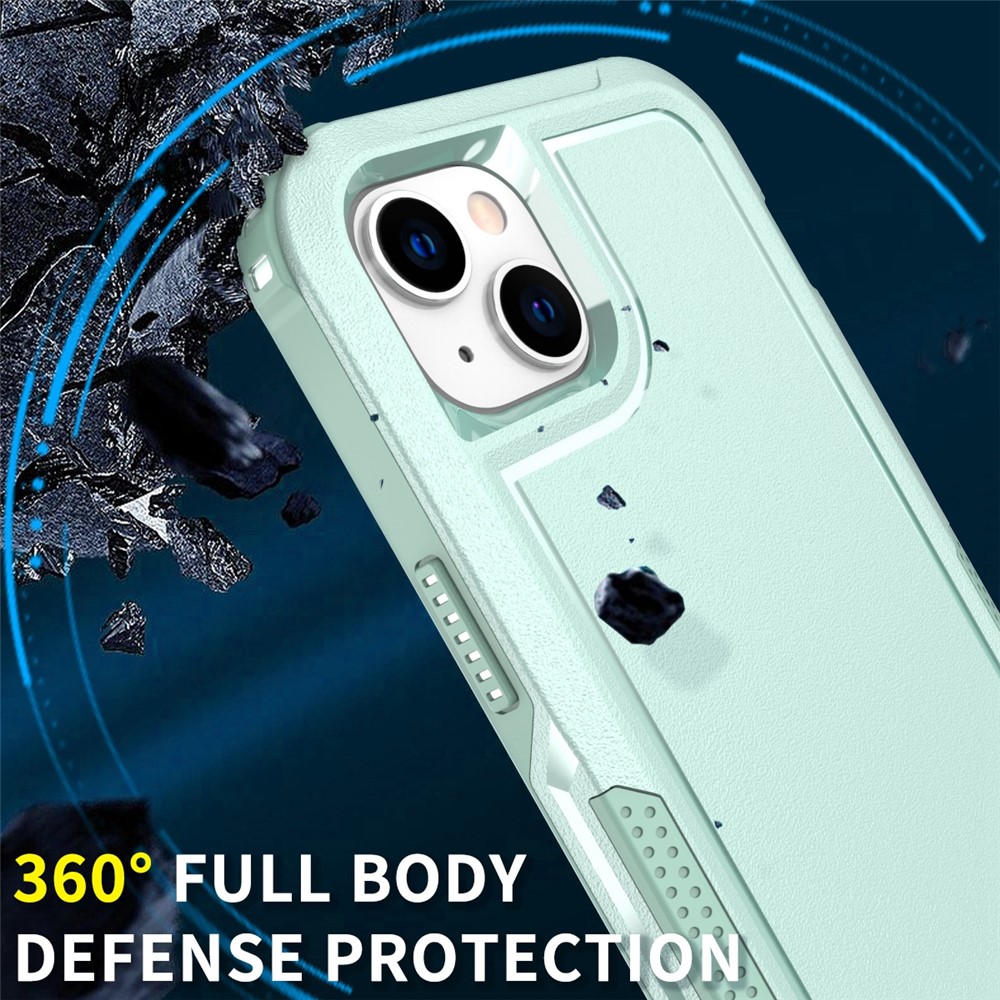 For iPhone 14 Plus Flexible TPU Hard PC Anti-Slip Phone Case Shock-Absorbing Scratch-Resistant Phone Protector - Mint Green-2