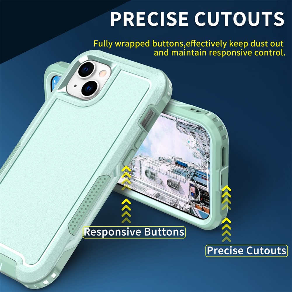 For iPhone 14 Plus Flexible TPU Hard PC Anti-Slip Phone Case Shock-Absorbing Scratch-Resistant Phone Protector - Mint Green-4