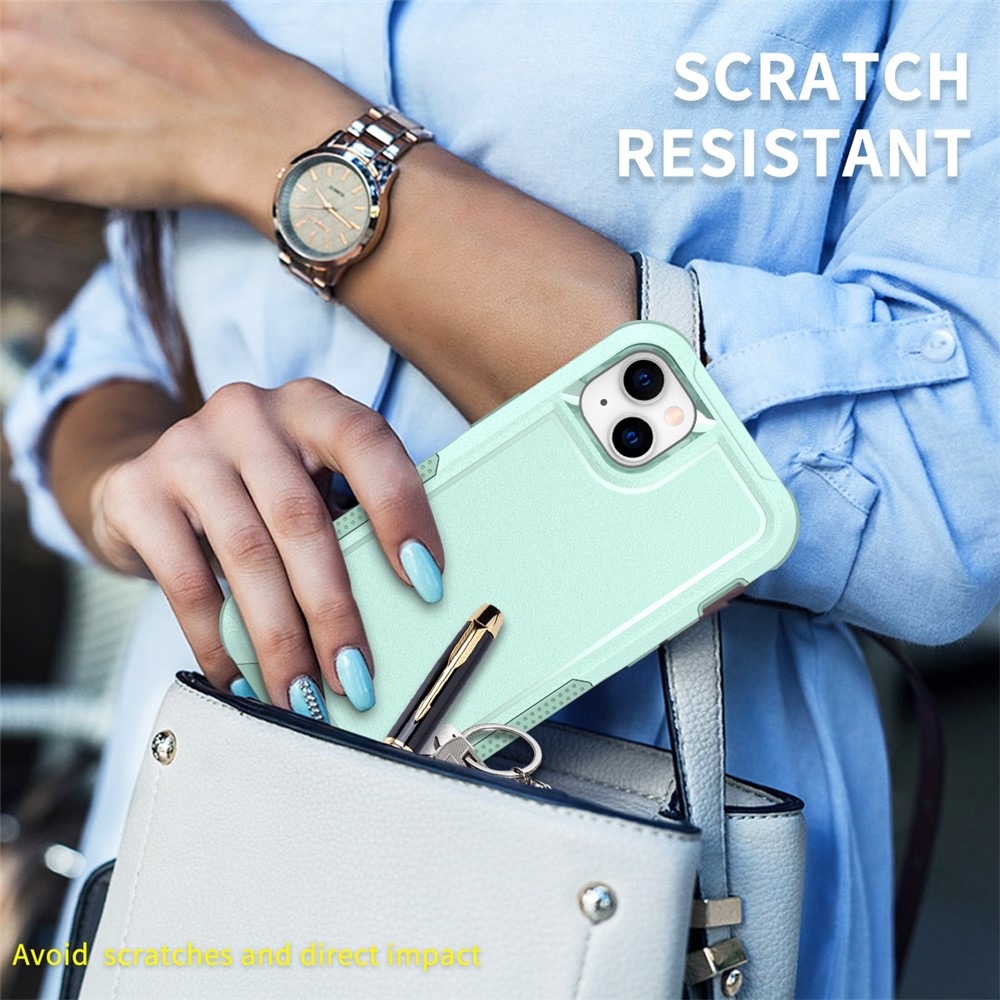 For iPhone 14 Plus Flexible TPU Hard PC Anti-Slip Phone Case Shock-Absorbing Scratch-Resistant Phone Protector - Mint Green-7