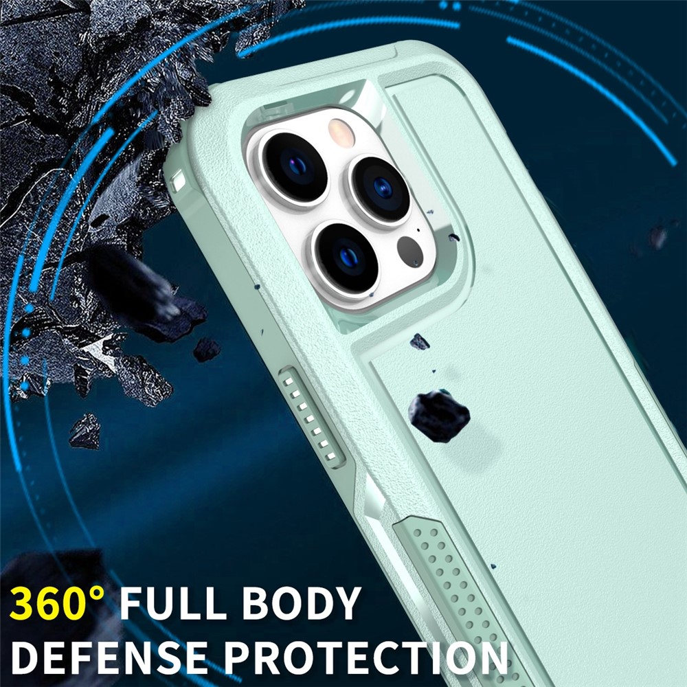 For iPhone 14 Pro Max Hard PC Soft TPU Combination Phone Case Raised Camera Edges Anti-Scratch Back Cover - Mint Green-2