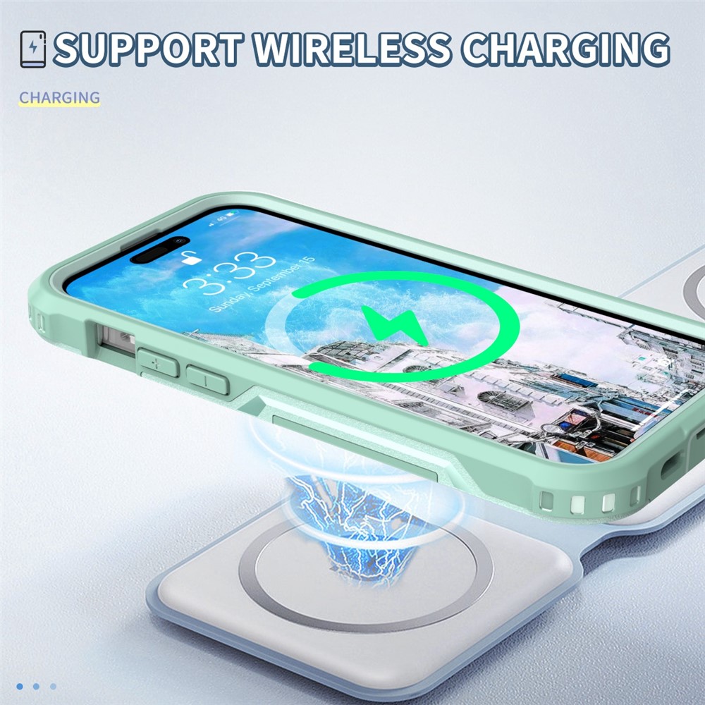 For iPhone 14 Pro Max Hard PC Soft TPU Combination Phone Case Raised Camera Edges Anti-Scratch Back Cover - Mint Green-5