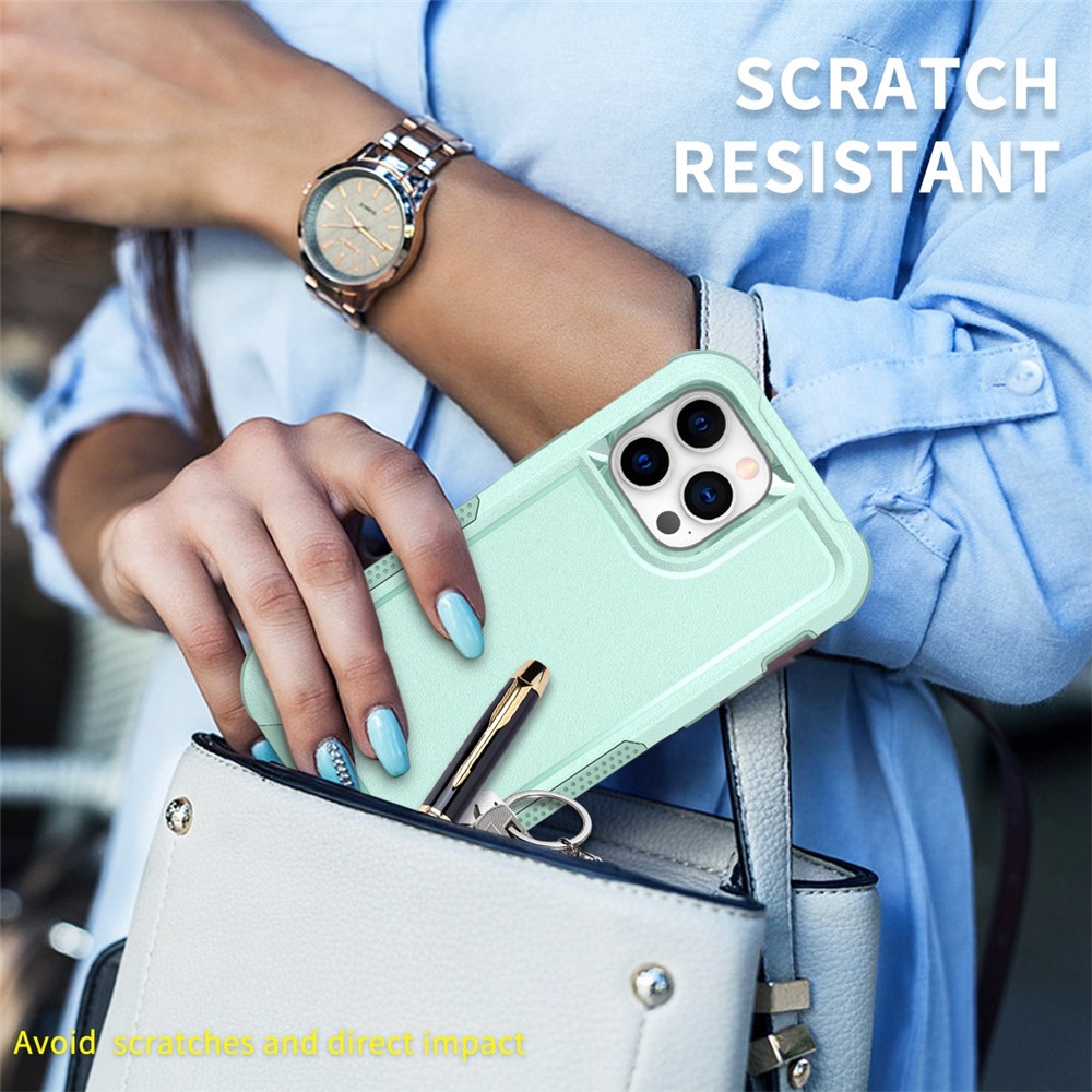 For iPhone 14 Pro Max Hard PC Soft TPU Combination Phone Case Raised Camera Edges Anti-Scratch Back Cover - Mint Green-7