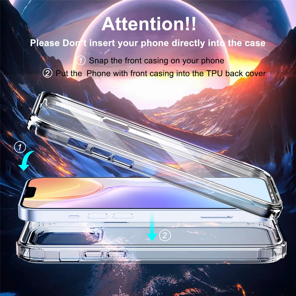 For iPhone 14 Plus Soft TPU Frame Hard Acrylic Back Anti-Scratch Phone Case Reinforced Corner Protection Cover with PET Screen Protector-10