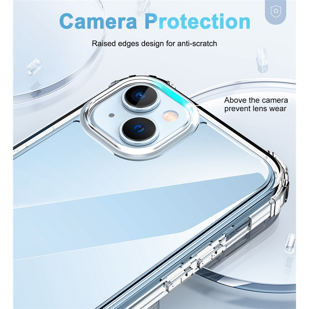 For iPhone 14 Plus Soft TPU Frame Hard Acrylic Back Anti-Scratch Phone Case Reinforced Corner Protection Cover with PET Screen Protector-2