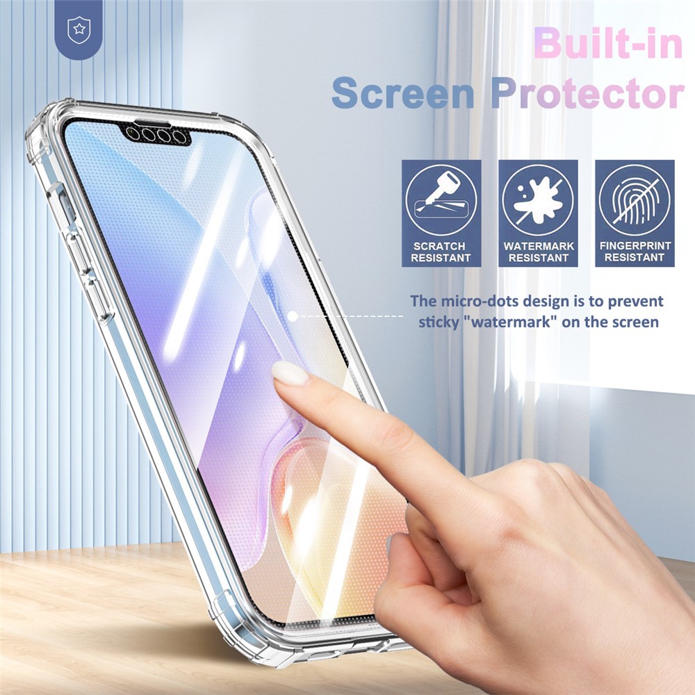 For iPhone 14 Plus Soft TPU Frame Hard Acrylic Back Anti-Scratch Phone Case Reinforced Corner Protection Cover with PET Screen Protector-5