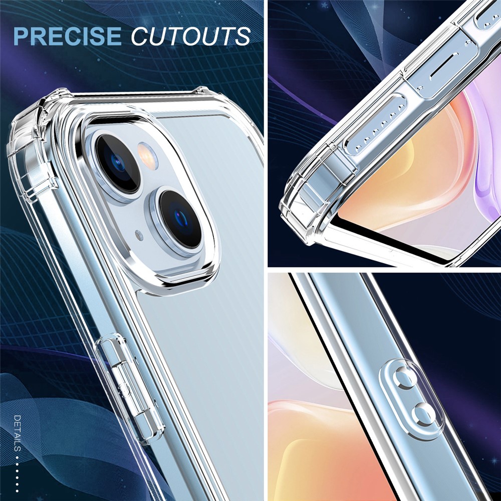 For iPhone 14 Plus Soft TPU Frame Hard Acrylic Back Anti-Scratch Phone Case Reinforced Corner Protection Cover with PET Screen Protector-6