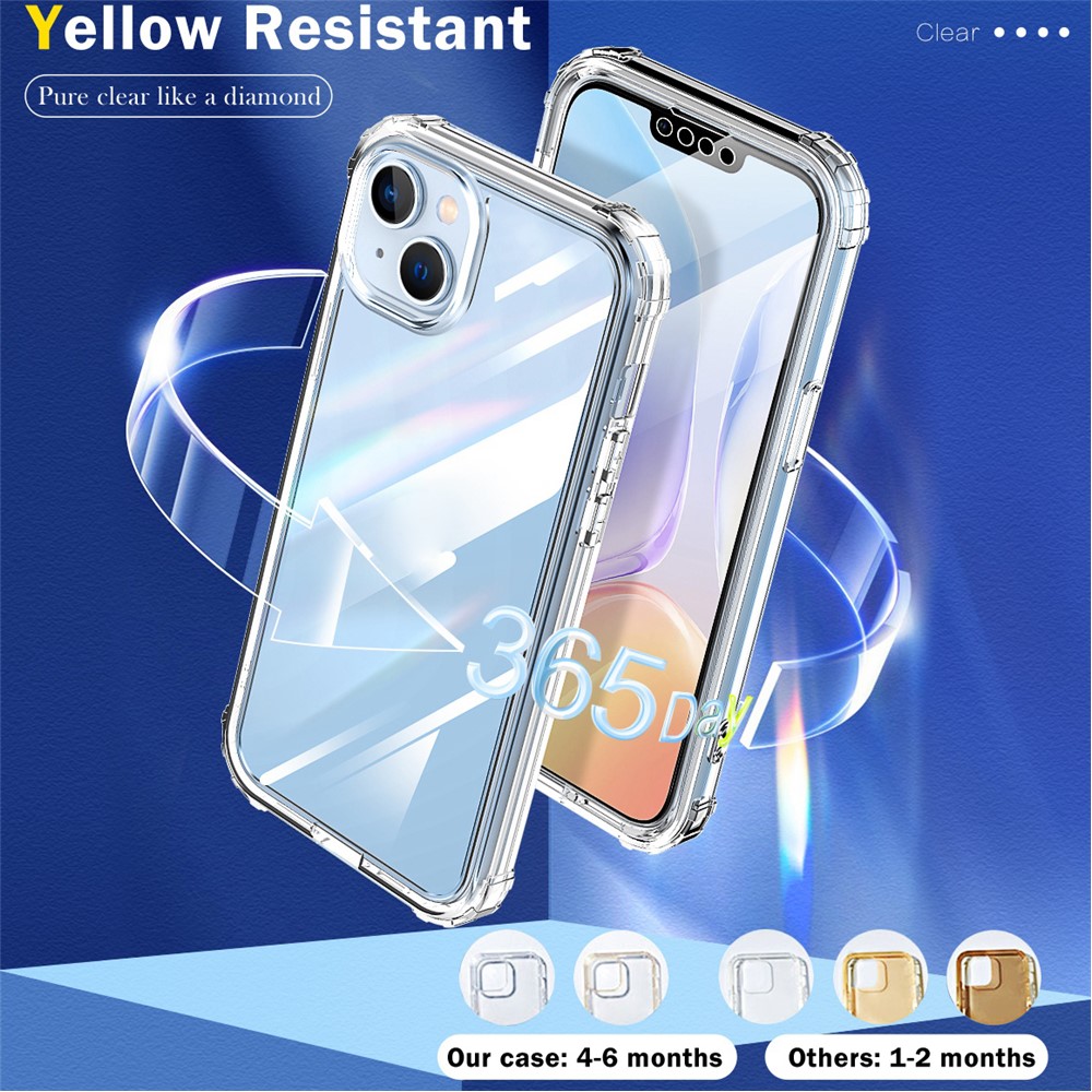 For iPhone 14 Plus Soft TPU Frame Hard Acrylic Back Anti-Scratch Phone Case Reinforced Corner Protection Cover with PET Screen Protector-7