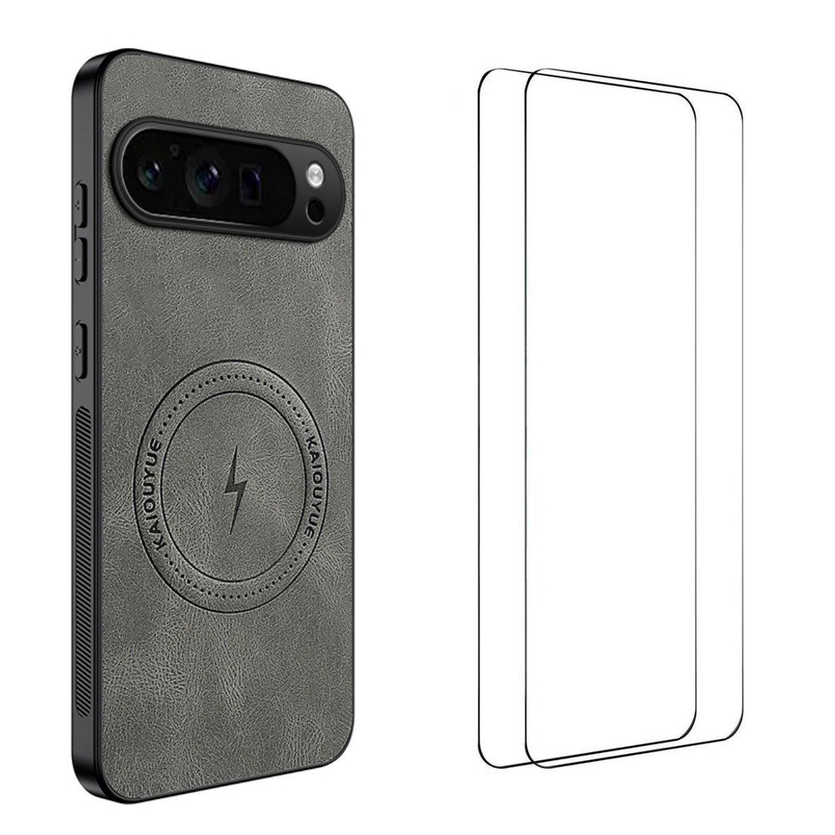 For Google Pixel 9 Pro XL Magnetic Case WANLONFENG SD Series PC TPU Phone Cover with 2Pcs Screen Film - Grey