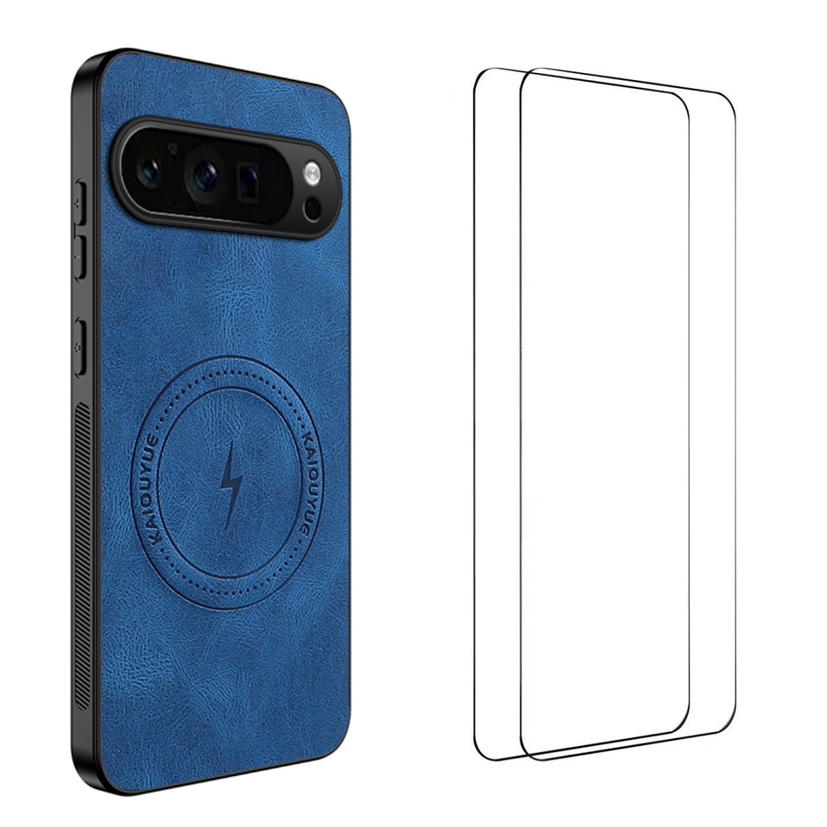 For Google Pixel 9 Pro XL Magnetic Case WANLONFENG SD Series PC TPU Phone Cover with 2Pcs Screen Film - Blue