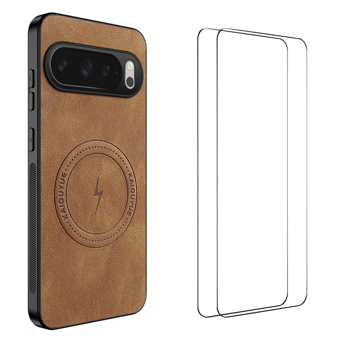 For Google Pixel 10 Magnetic Case WANLONFENG SD Series PC TPU Phone Cover with 2Pcs Screen Film - Brown