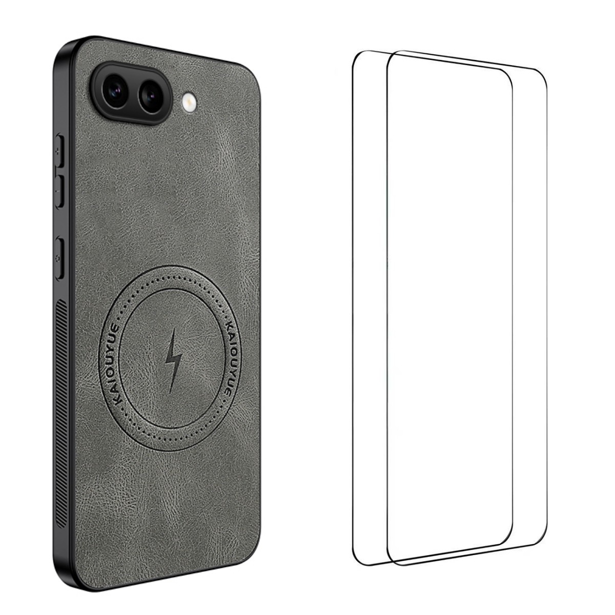 For Google Pixel 9a Magnetic Case WANLONFENG SD Series PC TPU Phone Cover with 2Pcs Screen Film - Grey